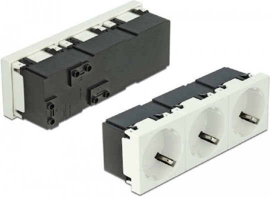 DeLock Easy 45 Τριπλή Χωνευτή Πρίζα Ρεύματος 45x45mm 5τμχ Λευκή 5τμχ