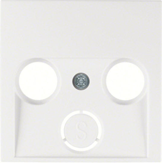 Hager S.1 TV-Antenna Socket Front TV+FM+SAT in White Color 12038989