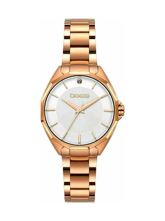 Breeze Hermosa Crystals Watch with Pink Gold Metal Bracelet