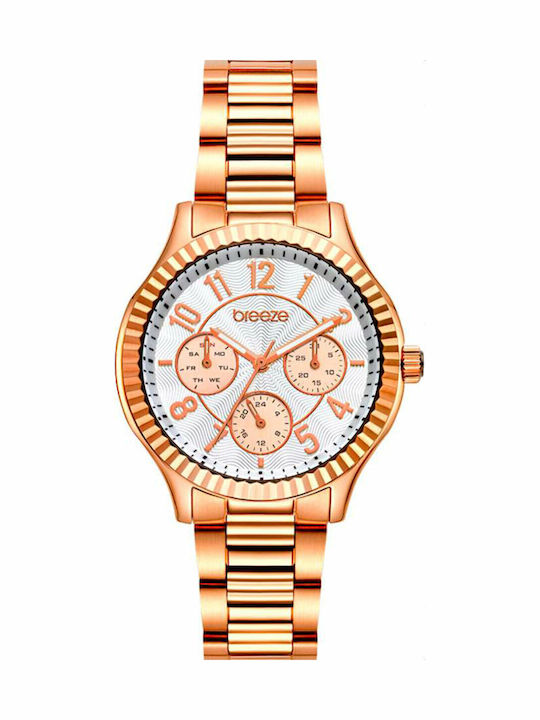 Breeze Suprecious Γυναικείο Ρολόι 38mm Χρονογράφος Μπαταρίας με Ροζ Χρυσό Μεταλλικό Μπρασελέ
