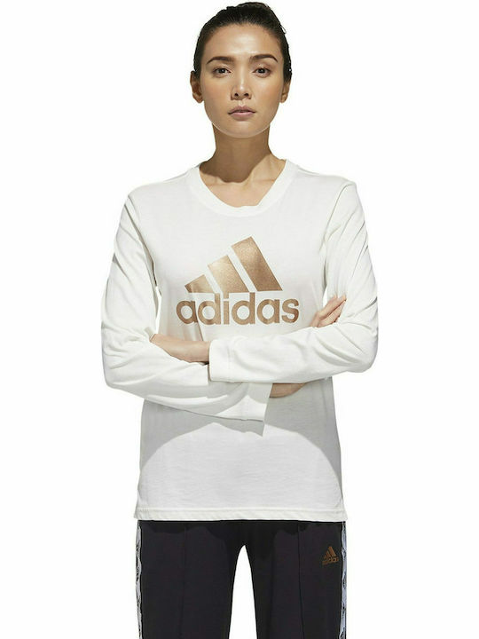 Adidas Μακρυμάνικη Γυναικεία Μπλούζα Λευκή