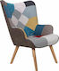 Maron Button Μπερζέρα Patchwork 69x76x97cm