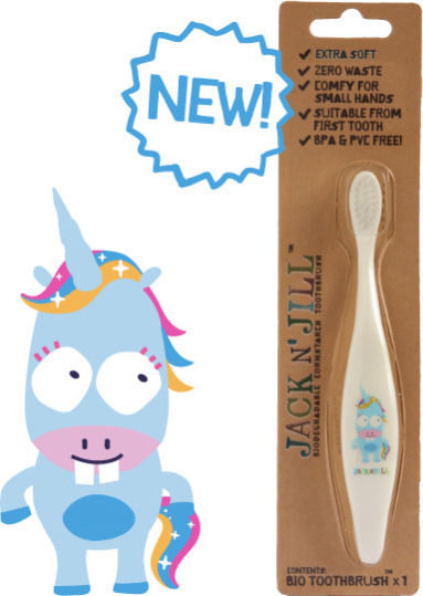 Jack n' Jill Unicorn Βρεφική Οδοντόβουρτσα για 4m+ Πράσινη