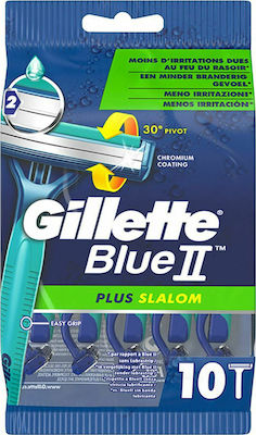 Gillette Plus Slalom Disposable Razors with 2 Blades & Lubricating Tape for Sensitive Skin 10pcs