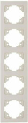 Eurolamp Switch Frame 5 Positions Vertical Installation in Beige Color 152-12128