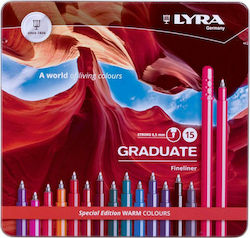 Lyra Graduate Fineliner Warm Colours Design Markers 0.5mm Multicolour 15pcs