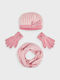 Set Hat Scarf & Gloves Kids Beanie Set with Scarf & Gloves Knitted Pink