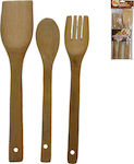 Bamboo Cooking Utensil Set Brown 3pcs