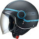 Beon B-110B Jet Helmet ECE 22.05 Matt Black Blue 1303