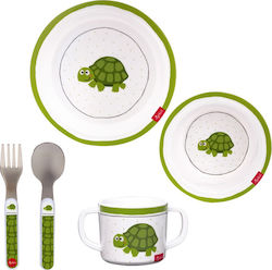 Sigikid Feeding Set Χελωνίτσα made of Melamine Green 5pcs for 8+ months