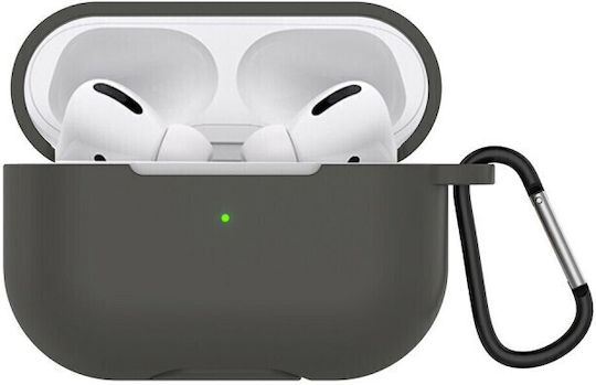 ObaStyle Θήκη Σιλικόνης με Γάντζο σε Γκρι χρώμα για Apple AirPods Pro