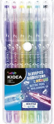 Kidea Glitter Pen Ballpoint with Multicolour Ink 6pcs