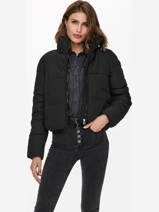 Dolly Crop Γυναικείο Puffer Μπουφάν για Χειμώνα Μαύρο