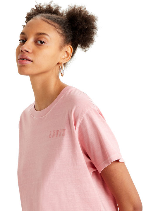 Levi's Graphic Varsity Tall Serif Damen Crop T-shirt Garment Dye Blush