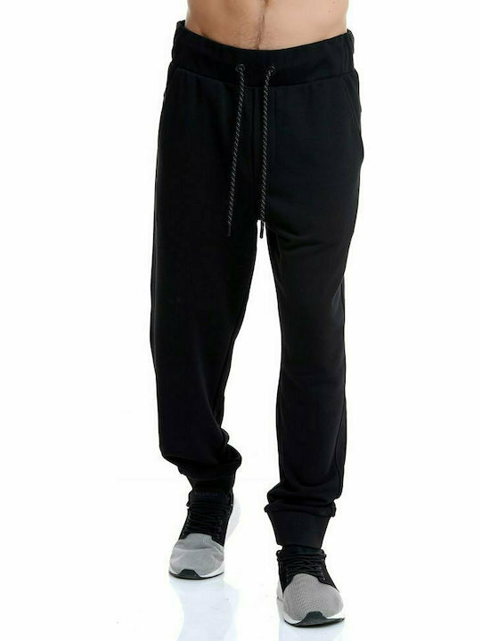 BodyTalk 1202-956600 Men's Fleece Sweatpants with Rubber Black