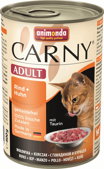 Animonda Carny Adult Wet Food for Adult Cats in Cans with Beef and Chicken Grain-Free 400gr