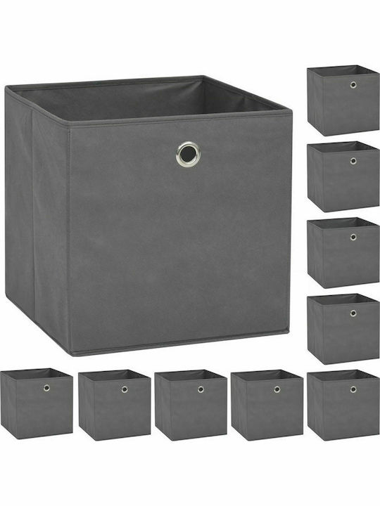 vidaXL Текстил Кутия за съхранение Сив 32x32x32см 10бр