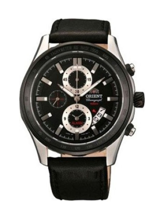 Orient Uhr Chronograph Batterie mit Schwarz Lederarmband