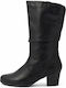 Anatomic Synthetic Leather Medium Heel Women's Boots with Rubber / Zipper Black