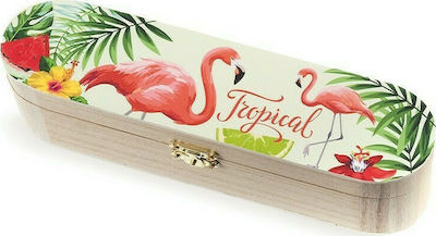 Christening Favor with Pencil Case Flamingo made of Wood