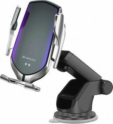 Mobile Phone Holder Car Smart Sensor R2 with Adjustable Hooks and Wireless Charging Silver