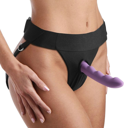 Strap U Avalon Jock Style Strap On Harness Арсенал с Единично Дилдо в Черен цвят