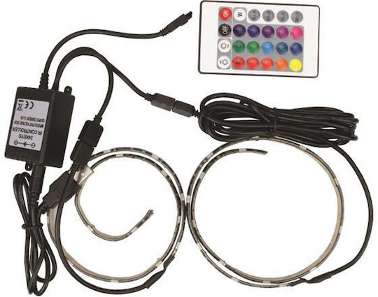 Eurolamp Αδιάβροχη Ταινία LED USB 5V RGB Φως 2x50cm Τύπου SMD5050 με Τροφοδοτικό & Τηλεχειριστήριο