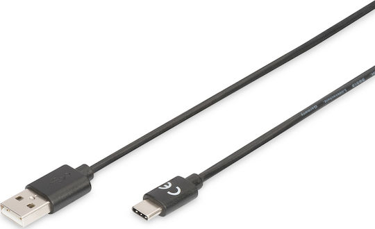 Digitus USB 2.0 Кабел USB-C Мъжки - USB-A Захранване PD Черен 1м AK-300154-010-S
