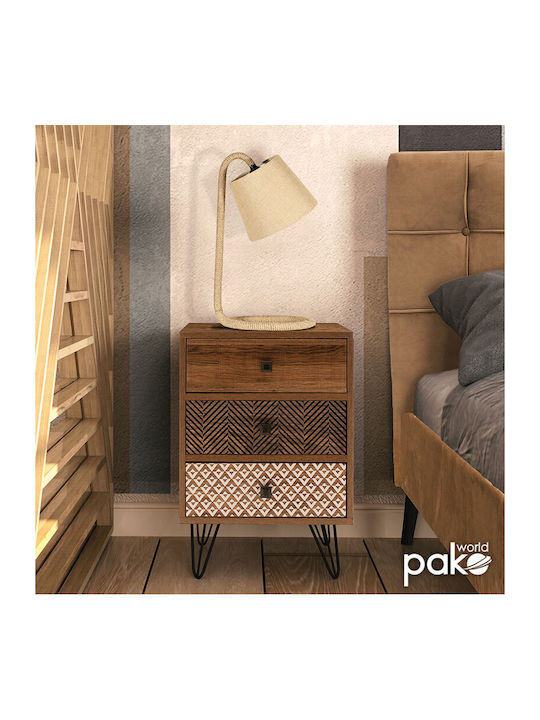 Κομοδίνο Boho Ξύλινο Καφέ 40x40x59cm