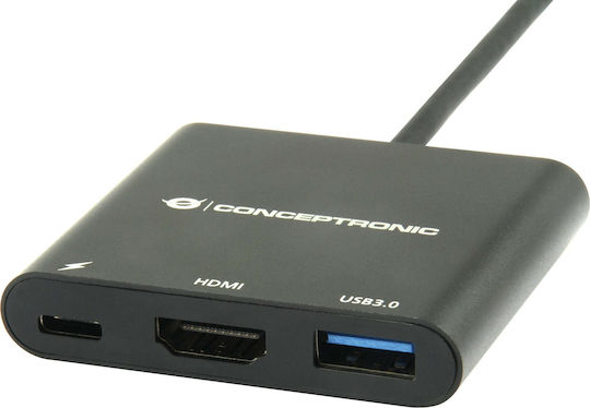 Conceptronic USB-C Docking Station με HDMI 4K PD Μαύρο (DONN01B)
