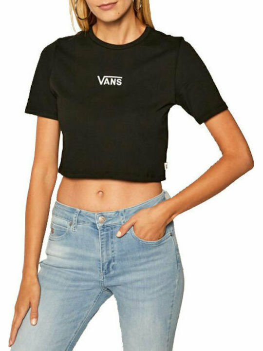 Flying V Γυναικείο Αθλητικό Crop Top Κοντομάνικο με V Λαιμόκοψη Μαύρο