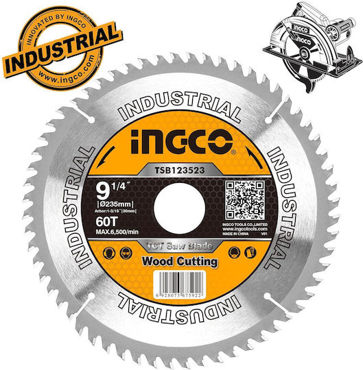 Ingco Disc de tăiere Lemn cu 60 Dinti 235mm