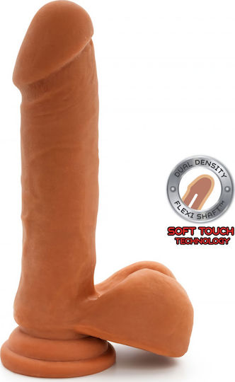 ToyJoy Get Real Dual Density Dildo with Balls Glass Dildo with Balls and Suction Cup Flesh 20cm