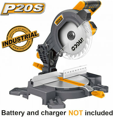 Ingco Battery Miter Saw with Cutting Disc with a Diameter of 210mm, Laser Cutting Guide & 3000rpm Cutting Speed (without Battery and Charger)