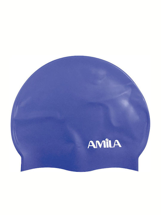 AMILA Silicone Kids Swimming Cap Blue