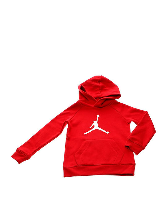 Nike Fleece Kids Sweatshirt with Hood and Pockets Red Jumpman