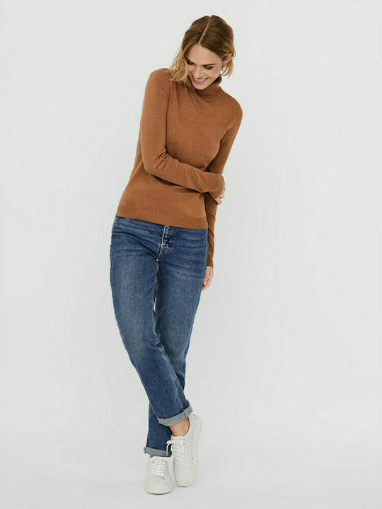 Vero Moda Women's Blouse Long Sleeve Turtleneck Brown