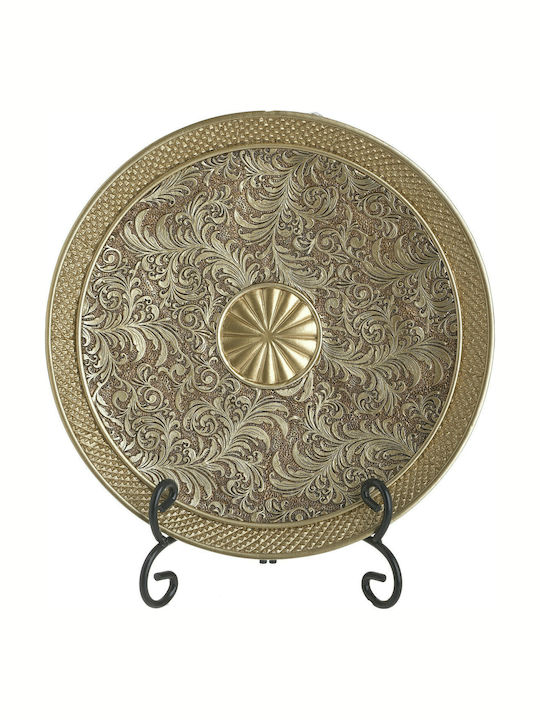 Inart Platou Decorativ Rotundă Polirosină Aurie 1buc 30x30x4buc