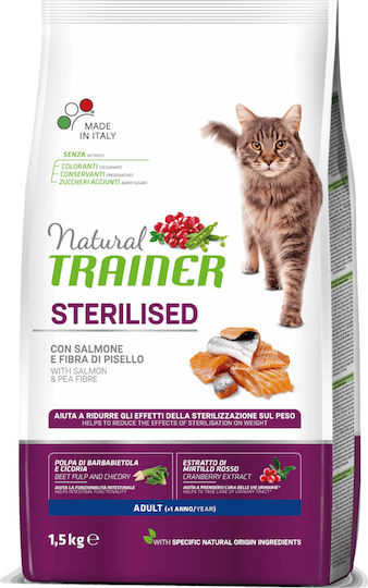 Natural Trainer Sterilised Dry Food for Adult Sterilized Cats with Salmon 10kg