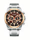 Curren Men's Watch 48mm Chronograph Battery with Silver Metal Bracelet