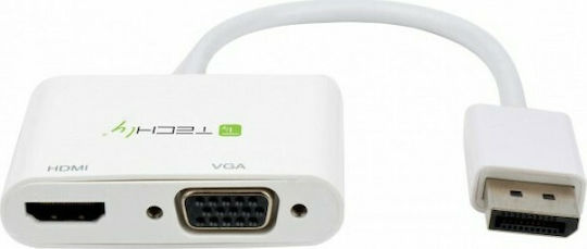 Techly Convertor DisplayPort Masculin În HDMI / VGA Feminin Alb 1 Bucată ICOC DSP-VH1220