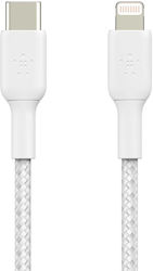Belkin Braided USB-C to Lightning Cable 30W Λευκό 1m (CAA004bt1MWH)