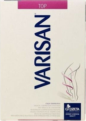 Varisan Top Normal Socks Thigh High Graduated Compression with Silicone & Open Toes 18-21 mmHg Black