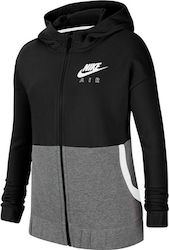 Nike Αθλητική Παιδική Ζακέτα Φούτερ με Κουκούλα Μαύρη Air