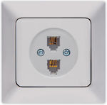 Eurolamp Complete Double Telephone Socket Silver 152-16214