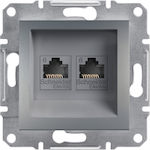 Schneider Electric Asfora Front Double Network Socket RJ45 Cat6 Gray EPH4800162