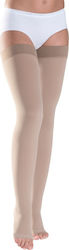 Sigvaris Top Fine Select 701 Open Toe Graduated Compression Thigh High Stockings with Silicone Short 18-21 mmHg Beige