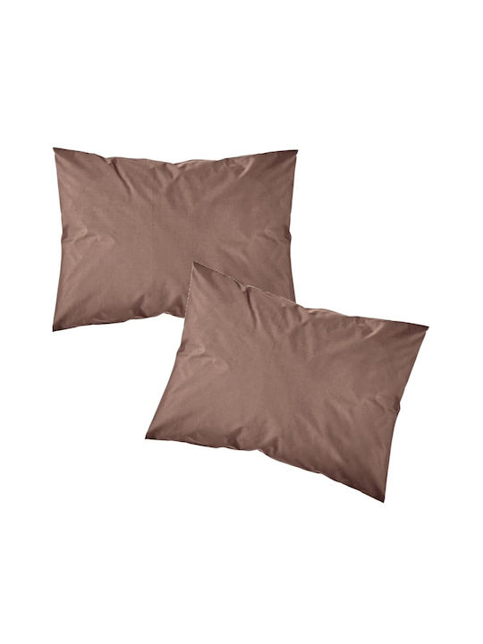 Borea Solid Σετ Μαξιλαροθήκες Καφέ 9 50x70εκ.