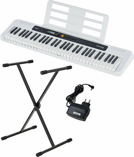 Casio Keybaord CT-S200 cu 61 Taste Standard Touch cu Suport, Căști și Pupitru Alb