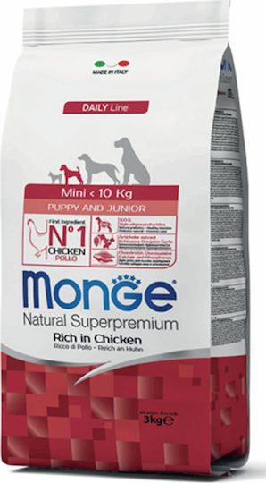 Monge Daily Line Puppy & Junior Mini 3kg Ξηρά Τροφή για Κουτάβια Μικρόσωμων Φυλών με Κοτόπουλο